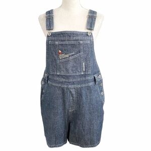 SESAME STREET WOMEN VINTAGE DENIM SHORTALLS OVERALLS - LARGE